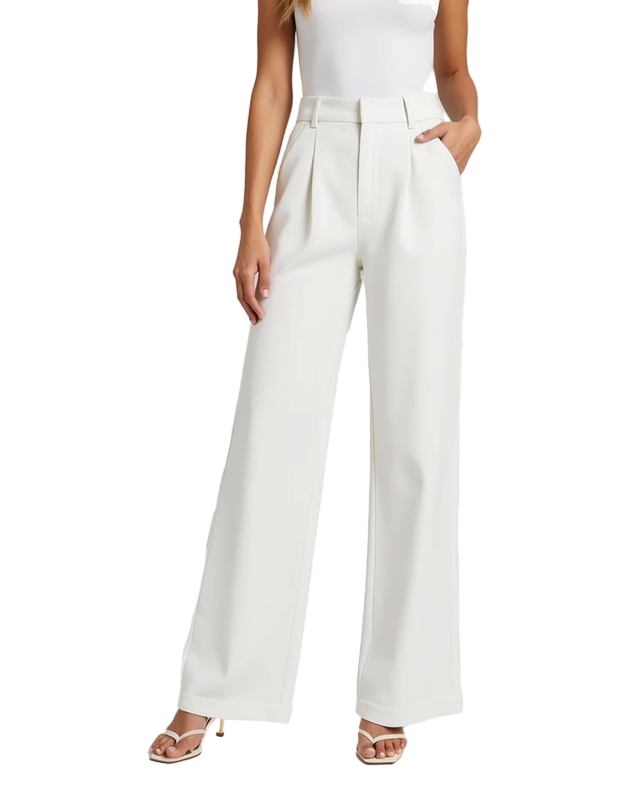 Spodnie z Wysokim Stanem | Plisami z Szerokimi Nogawkami dla Kobiet