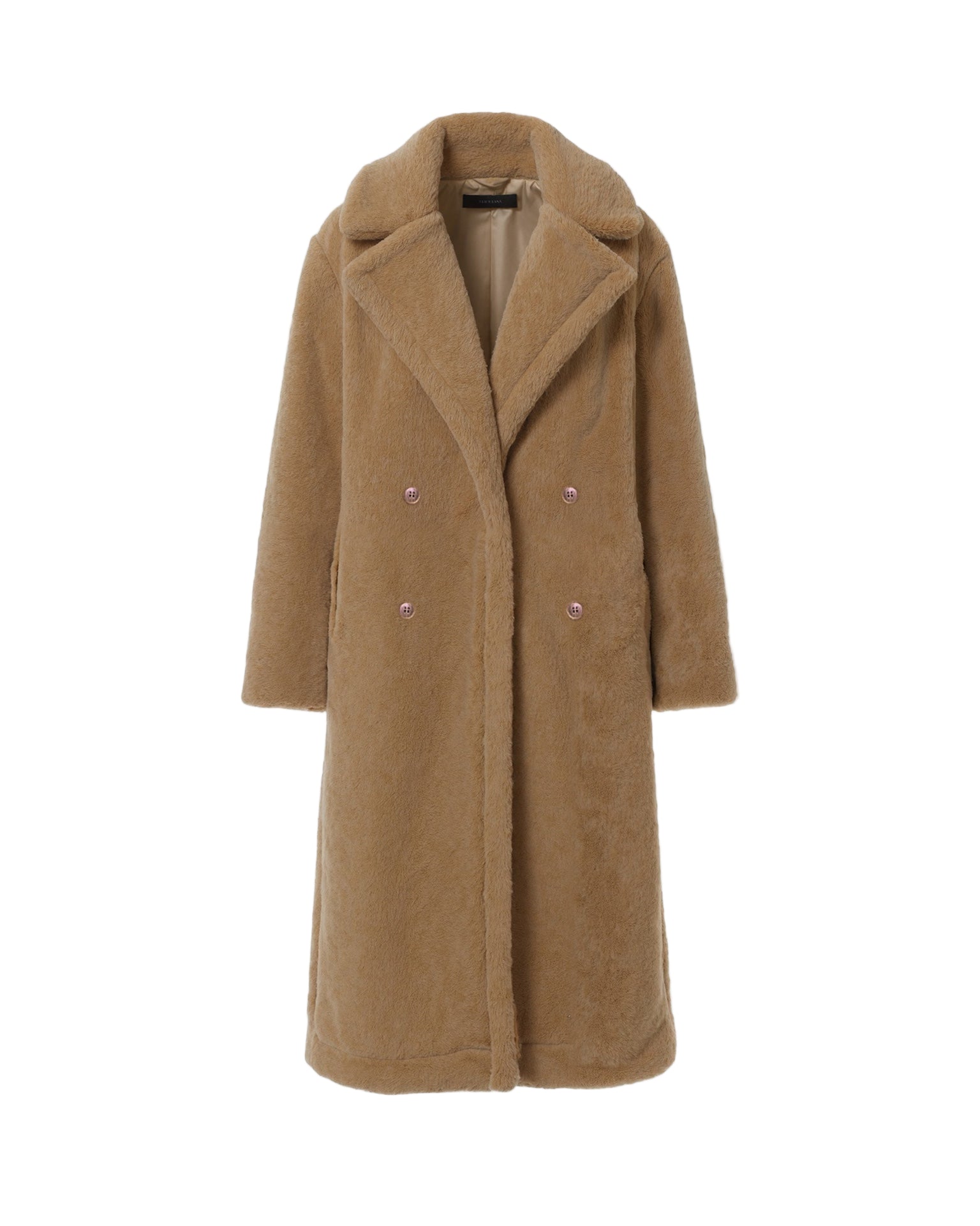 Długi Płaszcz ze Sztucznego Futra | Płaszcz z Dwoma Rzędami Guzików i Kołnierzem dla Kobiet