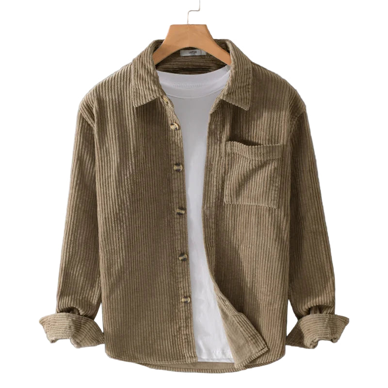 Męska Koszula Sztruksowa z Guzikami | Koszula na Co Dzień