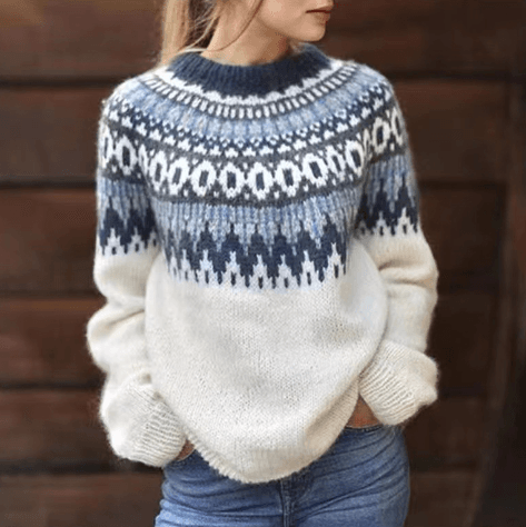 Zimowy Sweter Dzianinowy dla kobiet | Pulower w Wzory