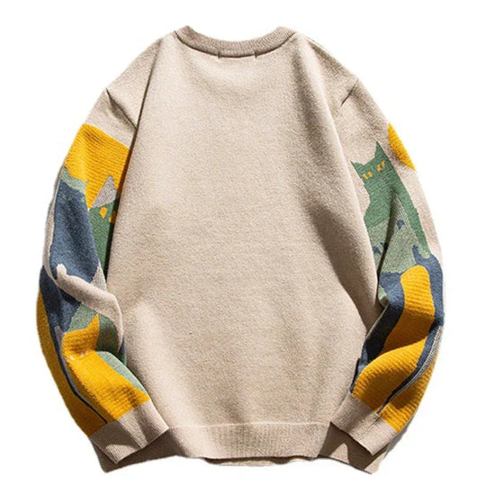 Męski sweter z nadrukiem kota