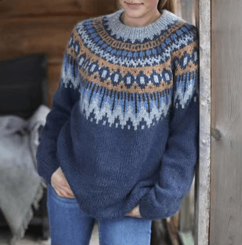 Zimowy Sweter Dzianinowy dla kobiet | Pulower w Wzory