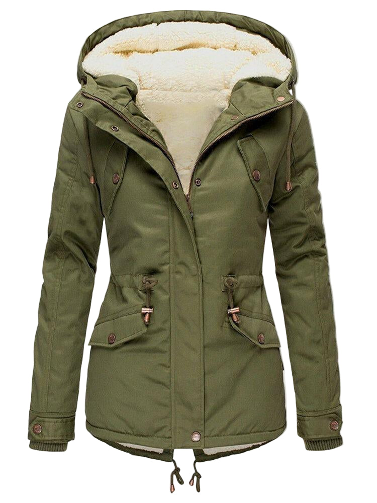 Damski Płaszcz Parka | Czerwona Kurtka Zimowa z Kapturem