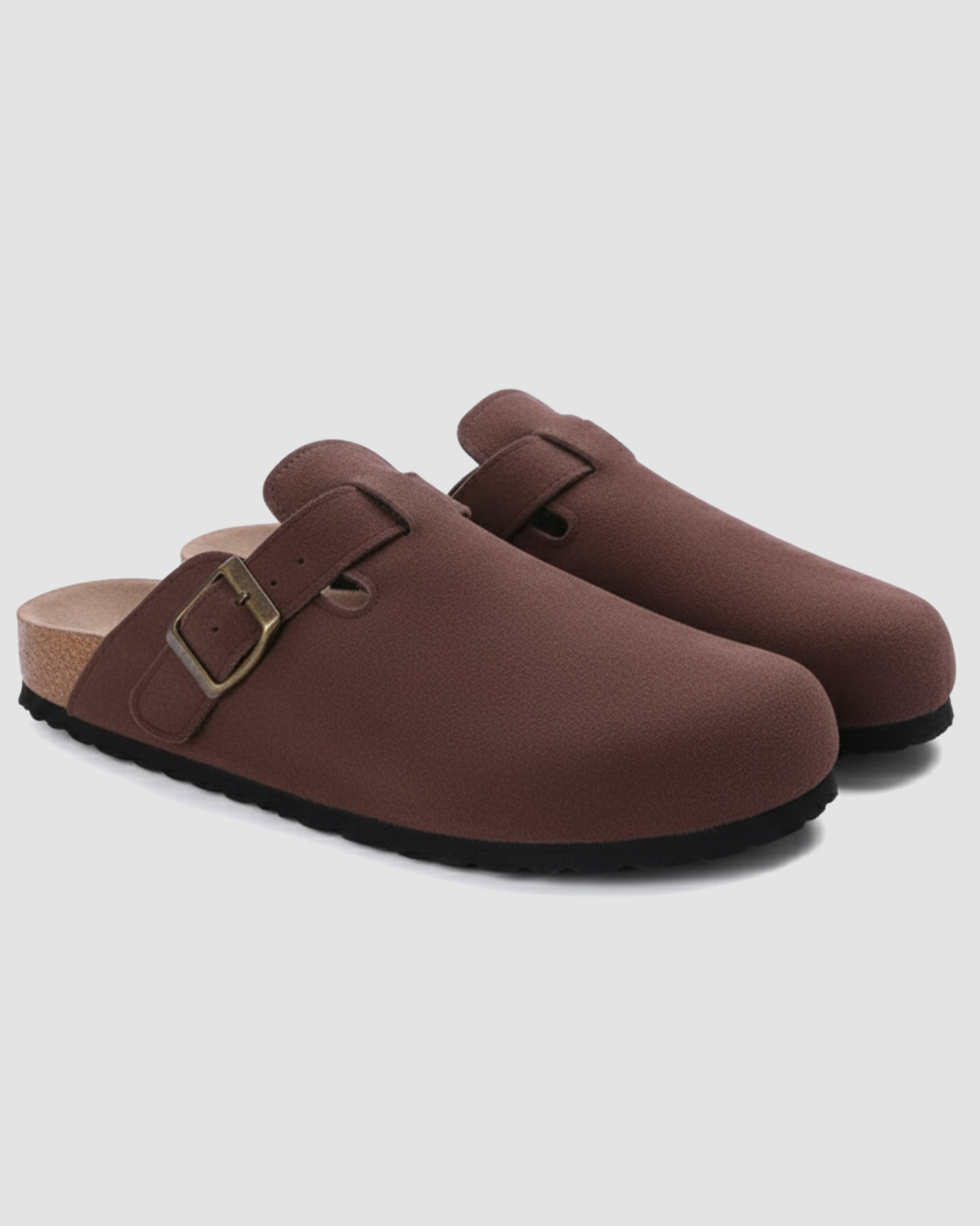 Damskie zamszowe pantofle z korka z regulowanymi paskami