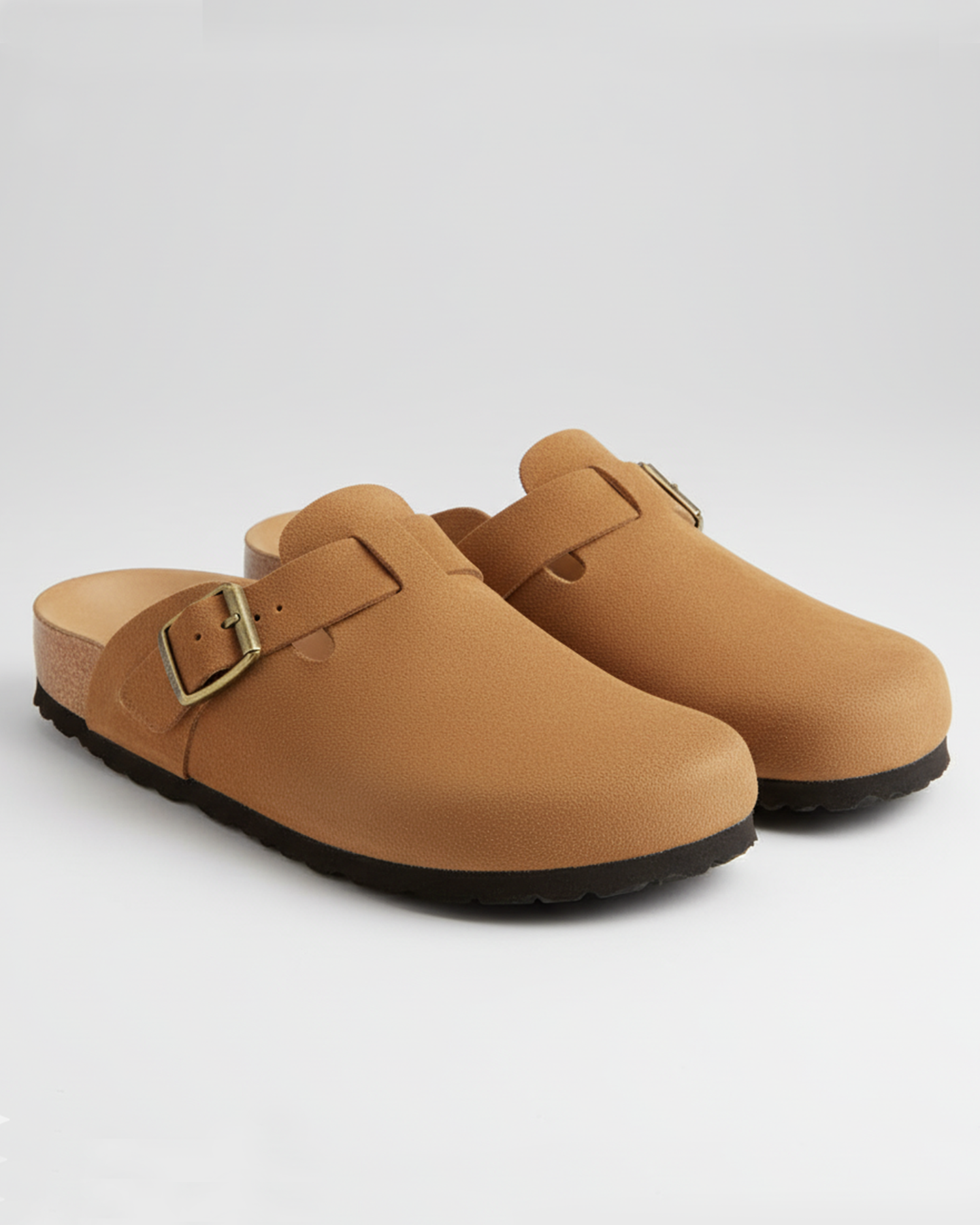 Damskie zamszowe pantofle z korka z regulowanymi paskami