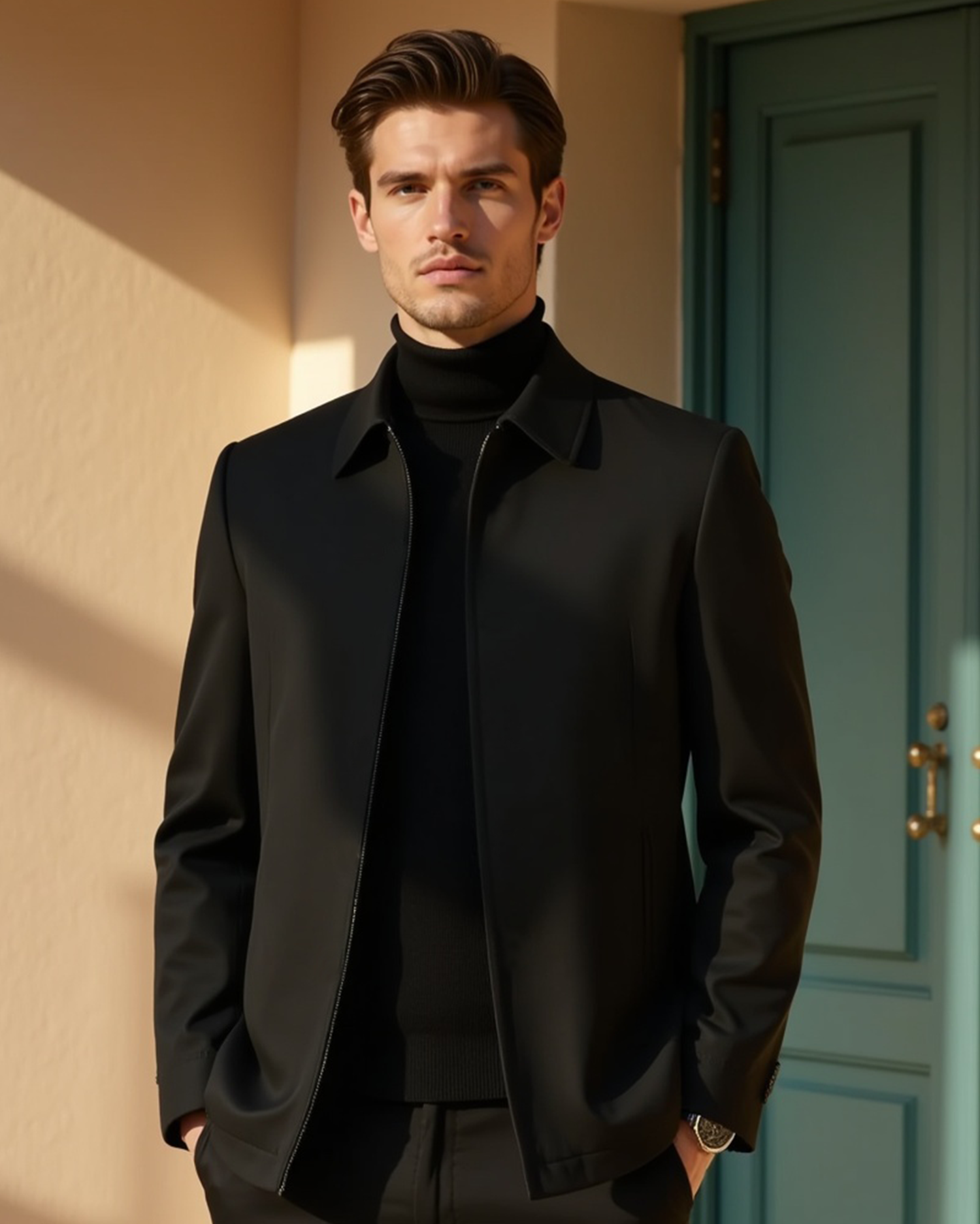 Męska kurtka casualowa z wysokim kołnierzem