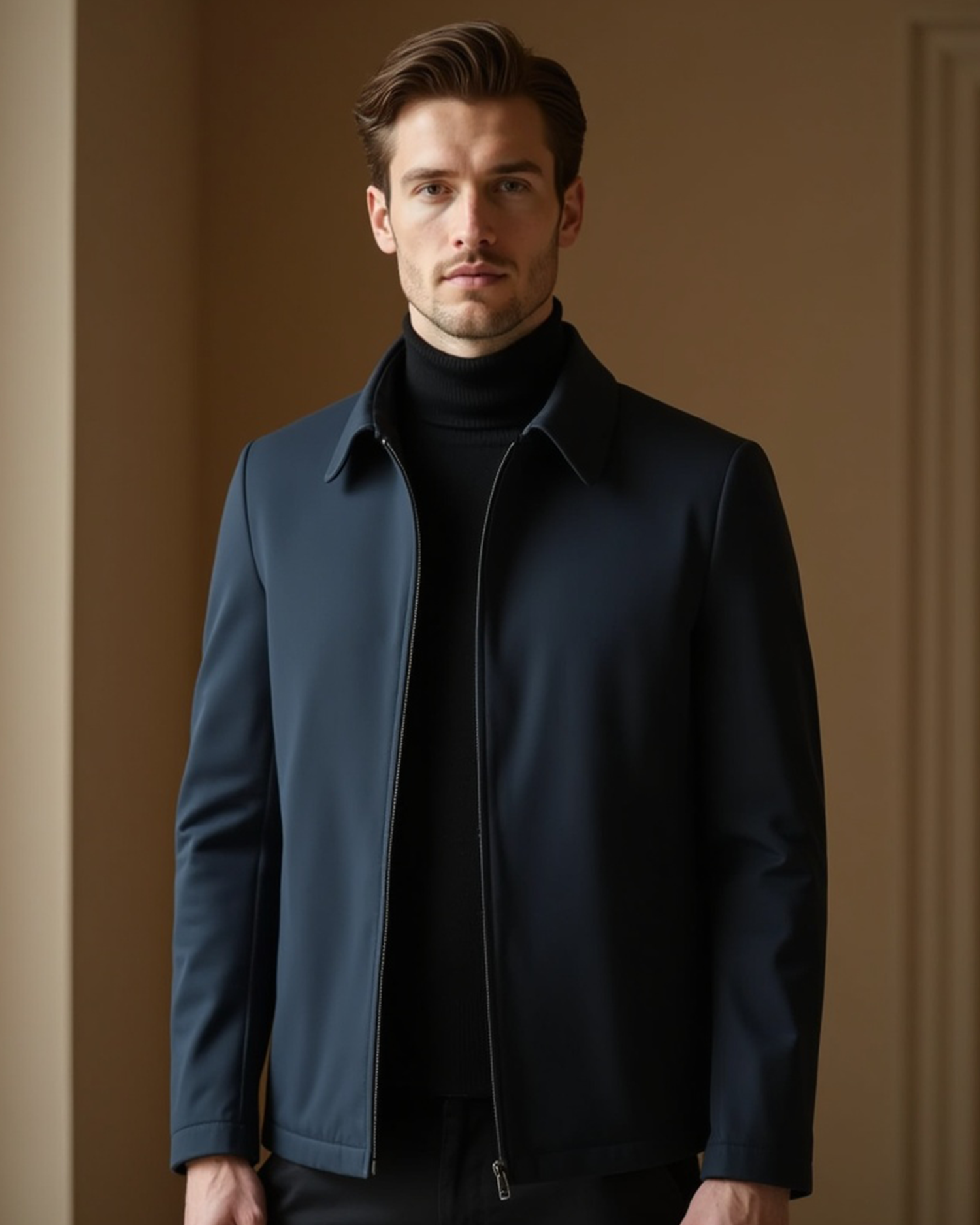 Męska kurtka casualowa z wysokim kołnierzem