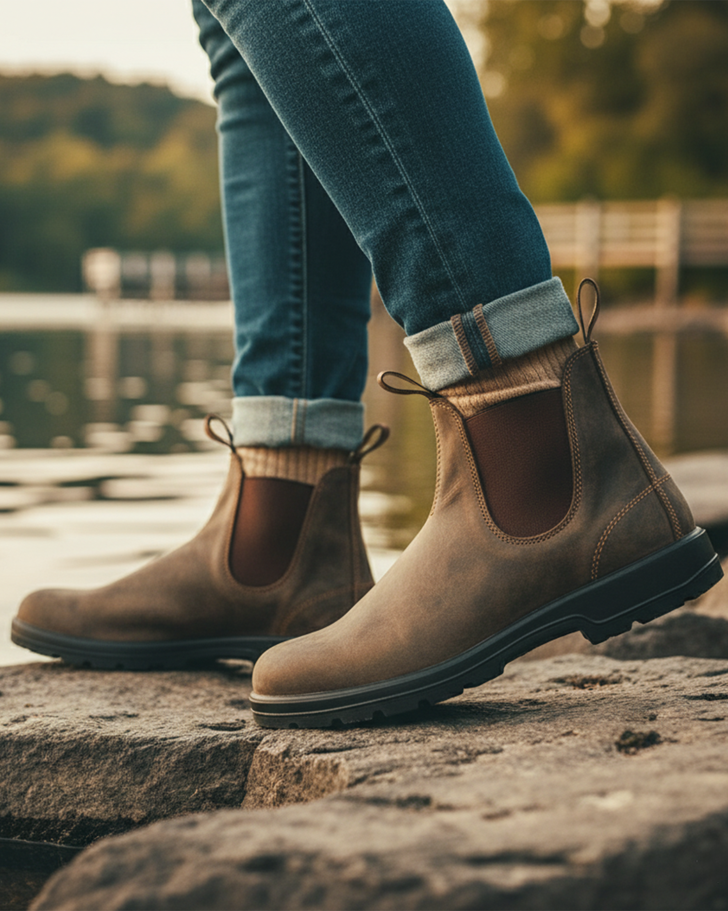 Męskie buty Chelsea z wytrzymałą podeszwą i elastycznymi panelami bocznymi