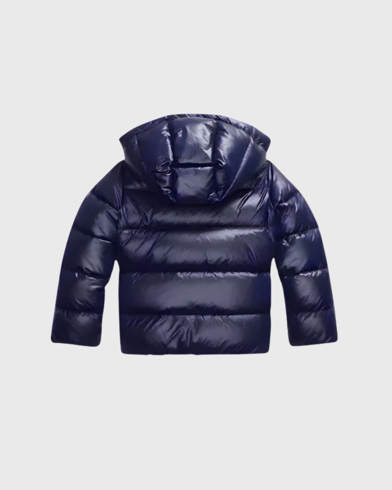 Damowa kurtka puchowa z kapturem i błyszczącym wykończeniem | Krótki fason