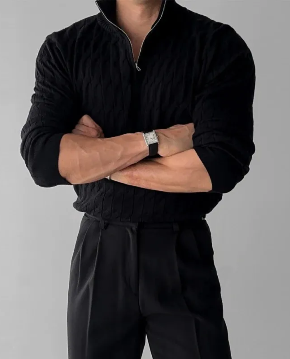 Sweter z Półsuwakiem dla mężczyzn | Pulower o Prostym Kroju